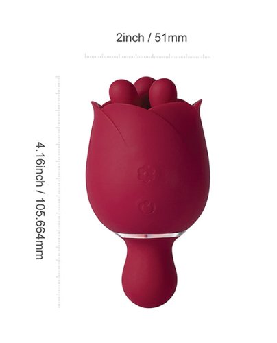 Rosewyn Rotating Rose Toy Vibrator & Pinpoint Stimulator - Red