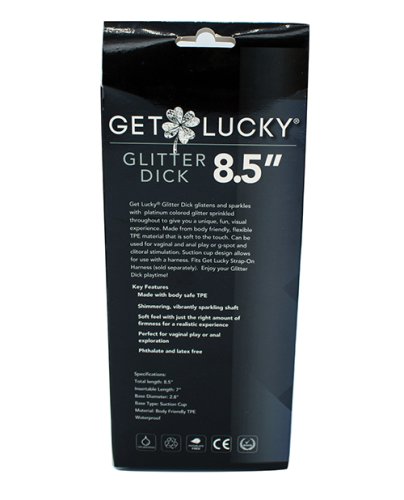 Get Lucky 8.5\" Real Skin Glitter Dick - Clear