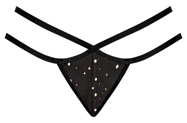 GLITZ & GLAM SPLIT CROTCH THONG BLACK 2XL