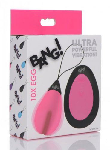 BANG! 10X VIBRATING SILICONE EGG W/ REMOTE PINK