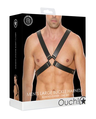 Shots Ouch Men\'s Large Buckle Harness - Black