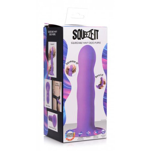 Squeezable Wavy Dildo - Purple