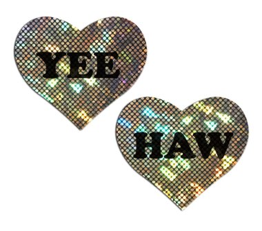 'YEE HAW' Black on Gold Glitter Heart *
