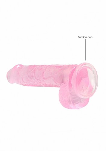 REALROCK 6IN REALISTIC DILDO W/ BALLS CLEAR PINK