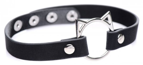 MASTER SERIES KINKY KITTY RING SLIM CHOKER BLACK