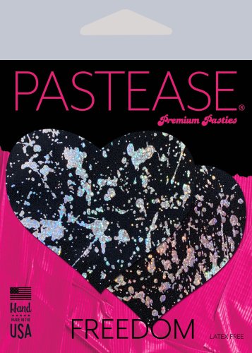 PASTEASE SPLATTER HOLOGRAPHIC HEART BLACK/SILVER