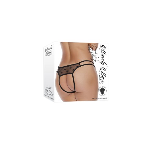 BARELY BARE DOUBLE STRAP OPEN PANTY BLACK O/S