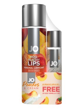JO Peaches & Cream - JO Peachy Lips 4 fl.oz. + GWP JO H2O Vanilla 1 fl.oz