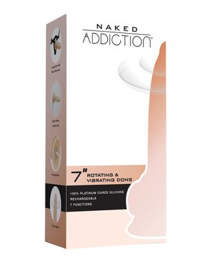 Naked Addiction 7" Rotating & Vibrating Dong w/Remote - Flesh
