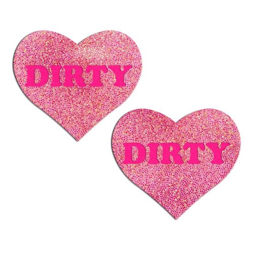 \'DIRTY\' Heart Pasties - Pink on Pink