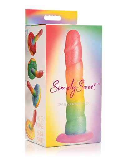 Curve Toys Simply Sweet 6.5\" Swirl Rainbow Dildo