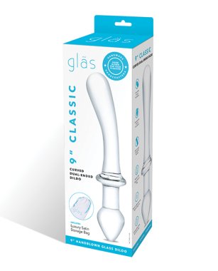 Glas 9" Classic Curved Dual Ended Dildo - Clear