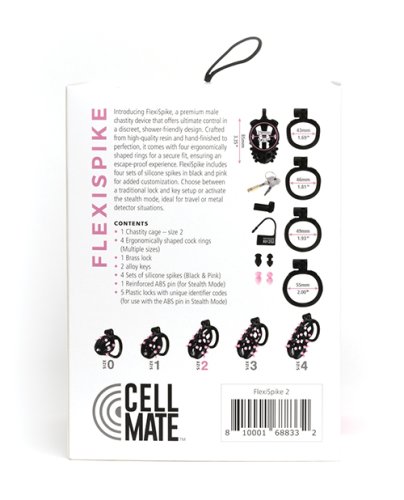 Sport Fucker Cellmate FlexiSpike Chastity Cage - Size 2 Black/Pink