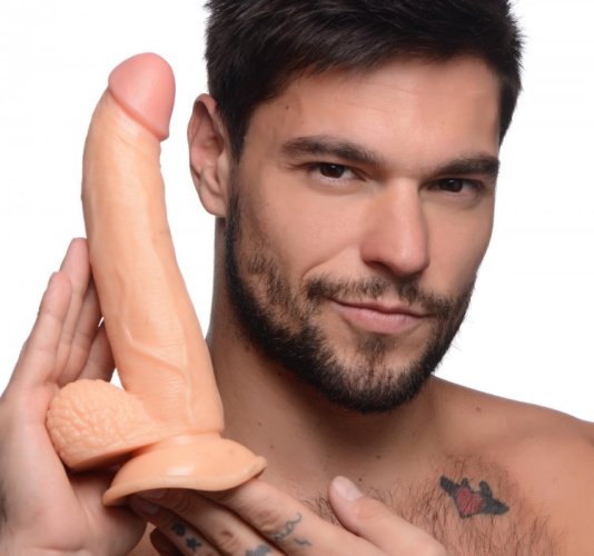 POP 7.5IN DILDO W/ BALLS LIGHT