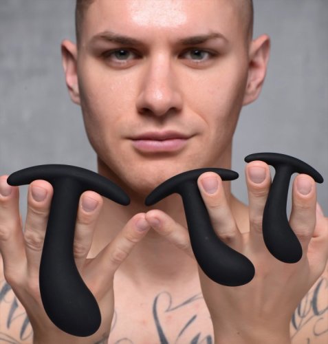 MASTER SERIES DARK DELIGHTS 3PC CURVED SILICONE ANAL TRAINER SET