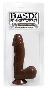 BASIX RUBBER WORKS 6.5IN DONG W/SUCTION CUP BROWN