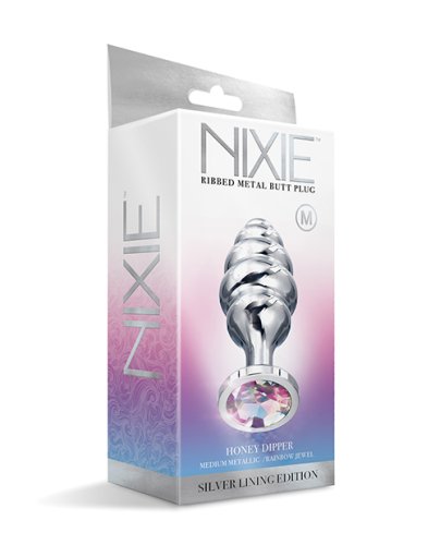 NIXIE HONEY DIPPER MEDIUM RIBBED STAINLESS STEEL PLUG