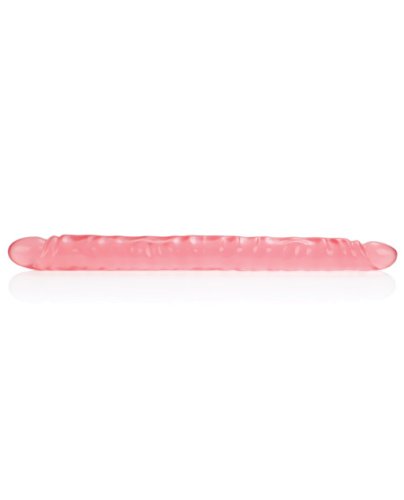 17\" Slim Jim Duo Veined Super Slim Dong - Translucence Gel Pink