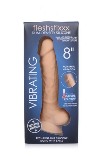 FLESHSTIXXX 8IN VIBRATING DILDO W/ BALLS LIGHT