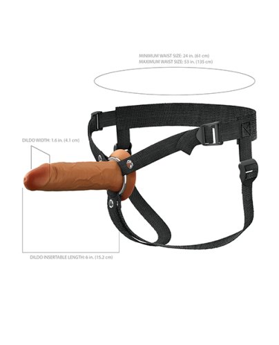 Fantasy X-tensions Elite 6\" Silicone Hollow Strap-on w/Harness - Brown