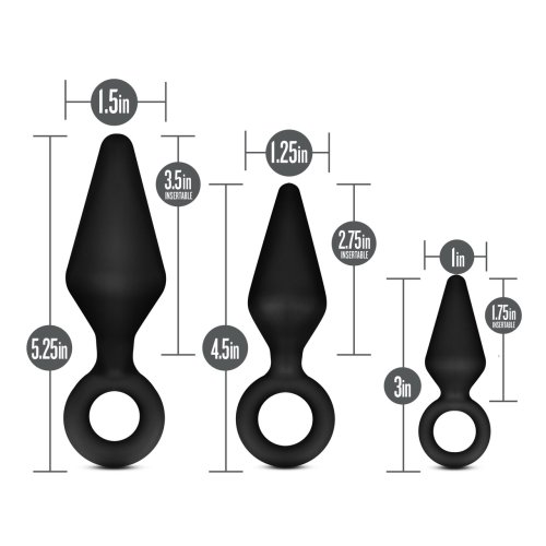 ANAL ADVENTURES PLATINUM SILICONE LOOP PLUG KIT BLACK