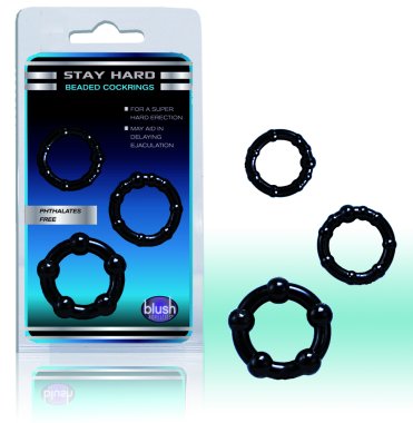 STAY HARD BEADED COCKRINGS 3PC BLACK