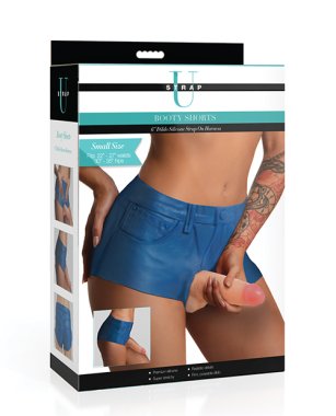 Strap U Booty Shorts 6" Silicone Dildo Strap-On Harness - Small