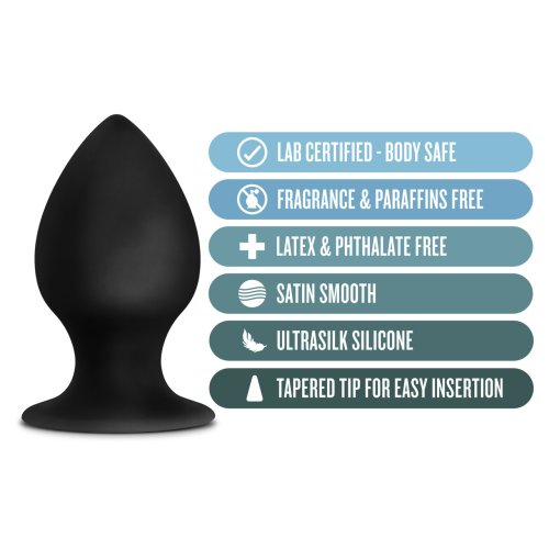 ANAL ADVENTURES PLATINUM SILICONE ANAL STOUT PLUG LARGE BLACK