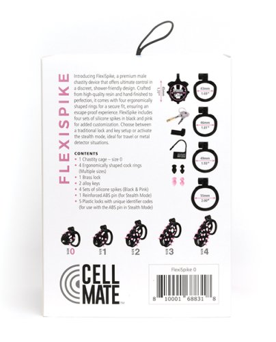 Sport Fucker Cellmate FlexiSpike Chastity Cage - Size 0 Black/Pink