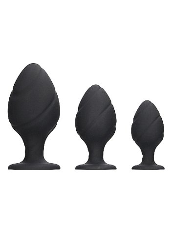 SWIRLED BUTT PLUG SET BLACK