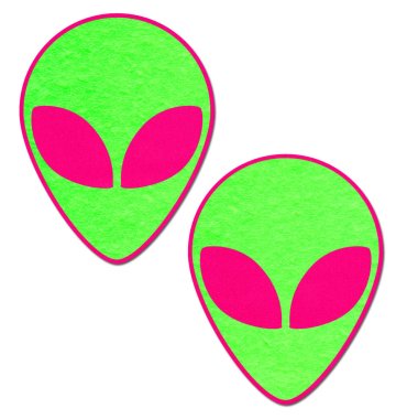 PASTEASE NEON GLOWING GREEN ALIEN ON NEON PINK