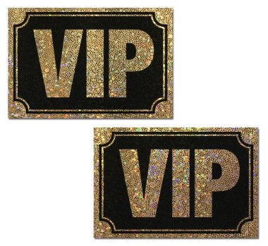 PASTEASE VIP GOLD GLITTER ON LIQUID BLACK NIPPLE PASTIES
