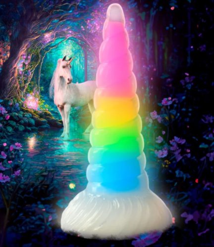 CREATURE COCKS UNI-GLOW GLOW IN THE DARK RAINBOW DILDO