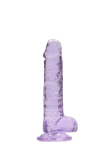 REALROCK 7IN REALISTIC DILDO W/ BALLS CLEAR PURPLE