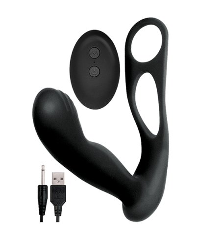 Butts Up Prostate Massager w/Scrotum & Cockring - Black