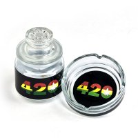 420 GLASS STASH JAR & ASHTRAY SET