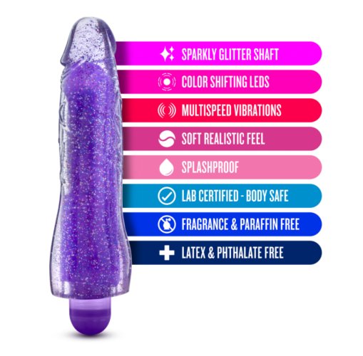 Glow Dicks Molly Glitter Vibrator - Purp