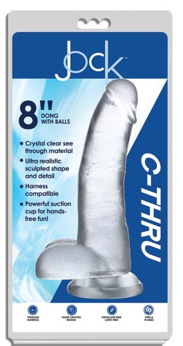 JOCK C-THRU 8IN CLEAR DILDO W/ BALLS TPE