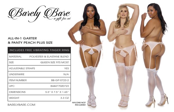 BARELY BARE ALL-IN-ONE GARTER & PANTY PEACH Q/S