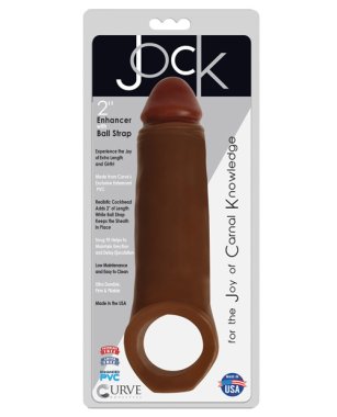 Curve Toys Jock Enhancer 2" Extender w/Ball Strap - Chocolate
