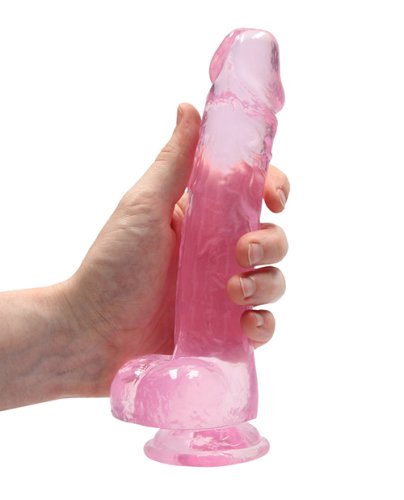 Shots RealRock Realistic Crystal Clear 8\" Dildo w/Balls - Pink