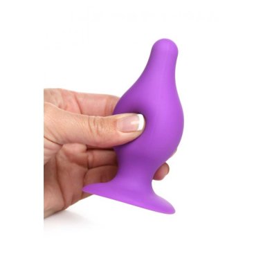 Squeezable Tapered Med Anal Plug - Purp