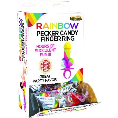 Rainbow Candy-Finger Ring - 12pc Display