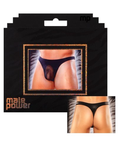 Male Power Sheer Nylon Lycra Pouch Thong Black S/M