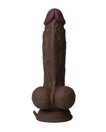 Shaft Flexskin Liquid Silicone 7.5\" Vibrating Dong w/Balls - Mahogany