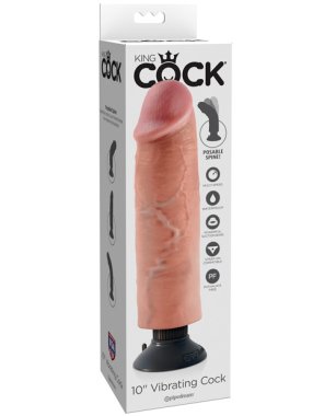 King Cock 10" Vibrating Cock - Flesh