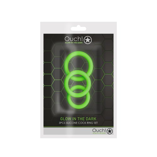 GLOW 3PCS COCK RING SET GLOW IN THE DARK