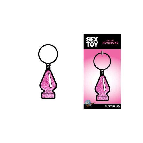 Pink Glitter Butt Plug Keychain