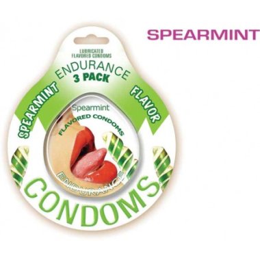 ENDURANCE FLAVORED 3PK CONDOMS-SPEARMINT