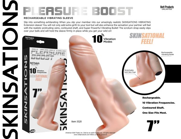 SKINSATIONS PLEASURE BOOST EXTREME VIBE COCK SLEEVE